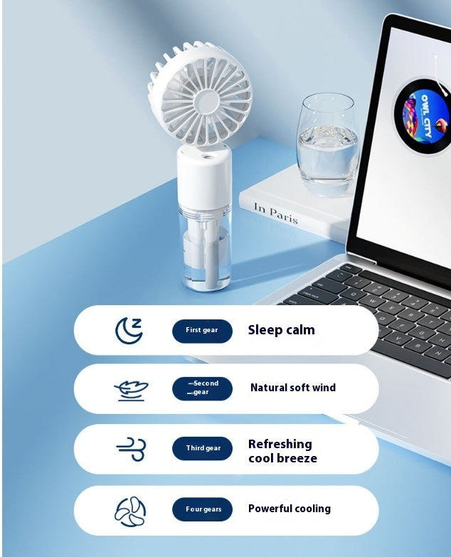 New Portable Mini Charging Handheld Spray Humidifying Folding Halter Little Fan