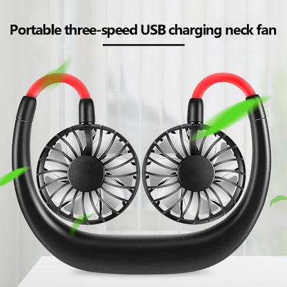 Summer Fan Hanging Neck 1200mAh Fan Rechargeable USB Hanging Neck Fan Mini Carry On Electric Fan For Outdoor Sports Cooling Fan