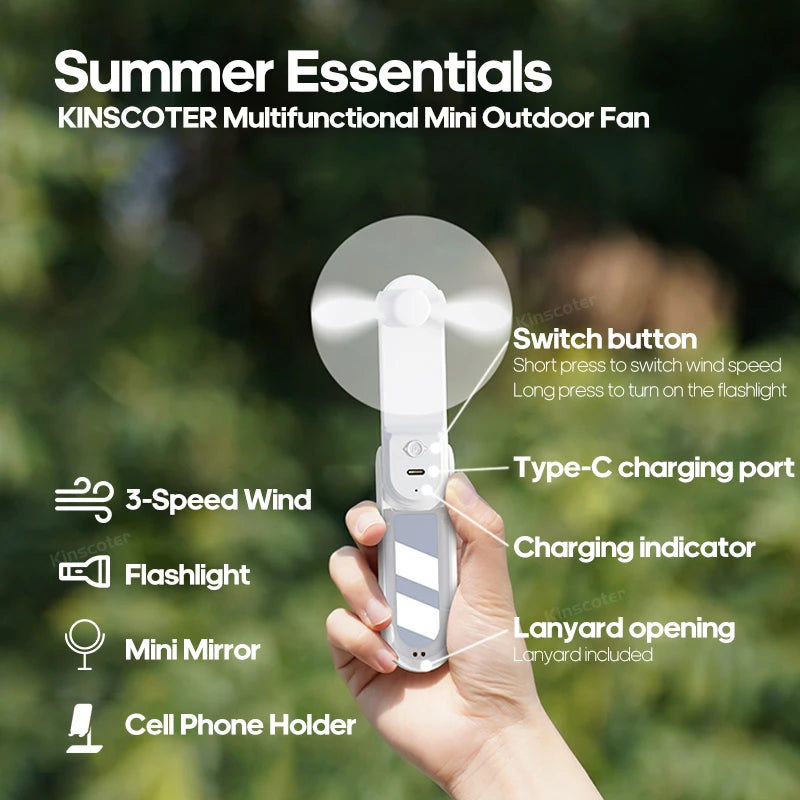 Portable Handheld Fan Wireless Neck Mini Small Fan Outdoor Multifunctional Hand Fan Summer Essential Appliance