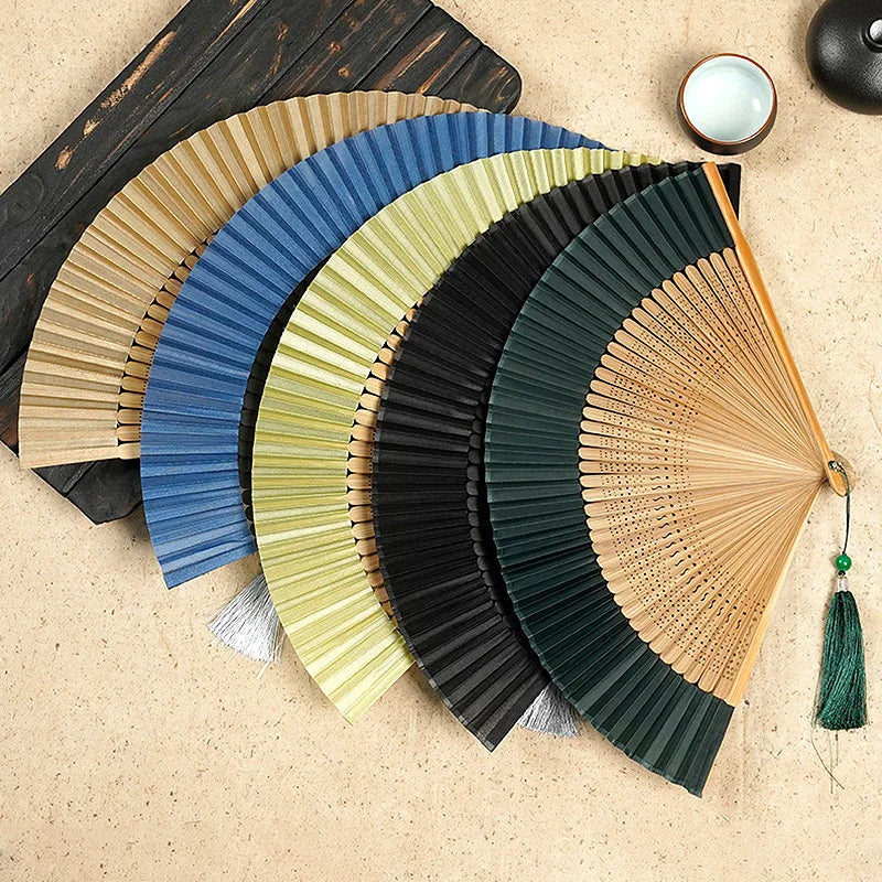 Folding Wood Hand Fan Dance Bone Bamboo Fan Silk Antique Folding Fan Lady Spot Chinese Gift Wedding Favors And Gifts Fans