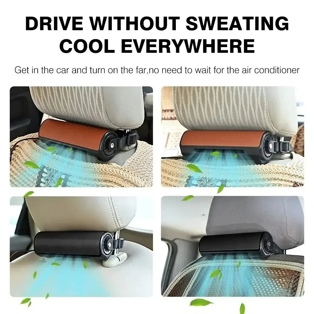 Car Fan for Backseat Easy to Install Portable Fan Electric Car Fan Trucks Air Circulation Fan 3 Speeds Headrest Car Fan Cooling