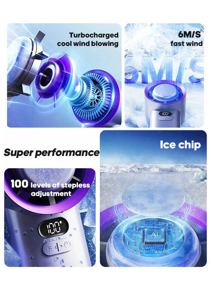 Handheld Turbo Jet Fan Mini Portable Ice Cold Fan Generation Brushless Motor Wind High Speed Duct Fans Violent Blower