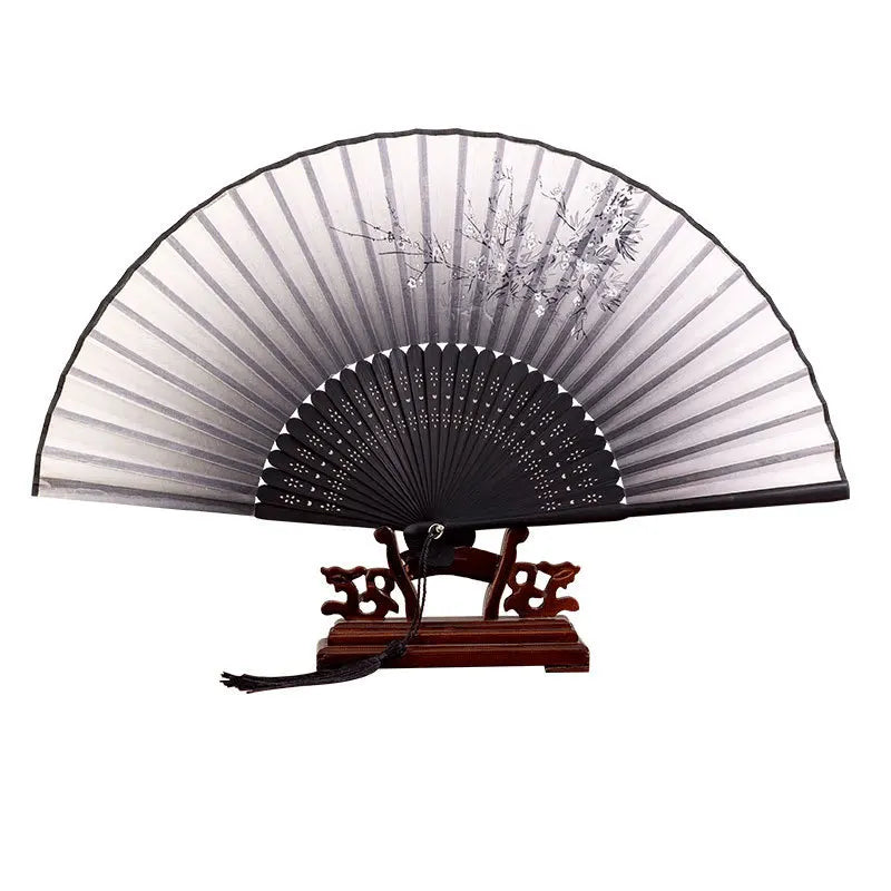 Folding fan bamboo ancient fan Chinese Vintage Style Silk Handheld Fan Foldable Bamboo Framed Decorative Folding Fans