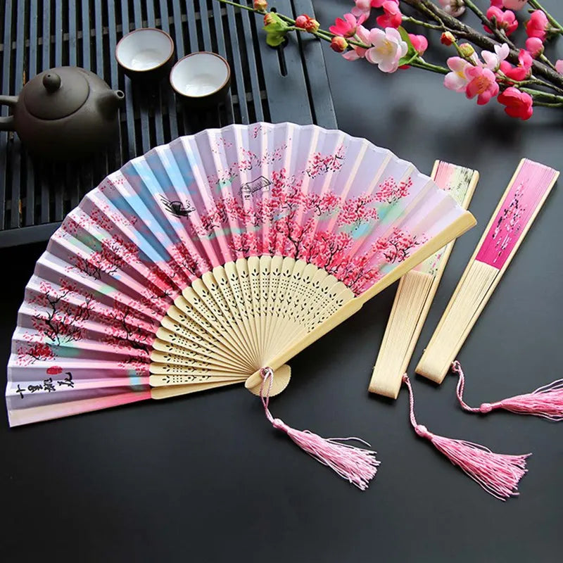 New Vintage Folding Fan Retro Chinese Japanese Bamboo Hand Folding Fan Dance Hand Fan Home Decoration Ornaments Craft Gift Fan