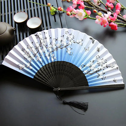 New Vintage Folding Fan Retro Chinese Japanese Bamboo Hand Folding Fan Dance Hand Fan Home Decoration Ornaments Craft Gift Fan