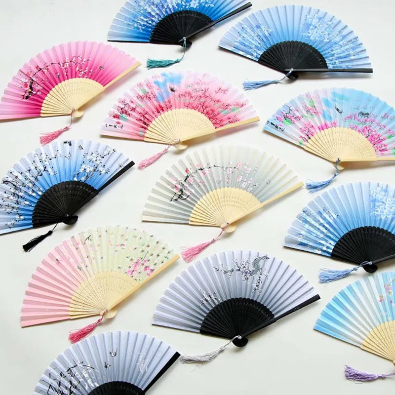 New Vintage Folding Fan Retro Chinese Japanese Bamboo Hand Folding Fan Dance Hand Fan Home Decoration Ornaments Craft Gift Fan