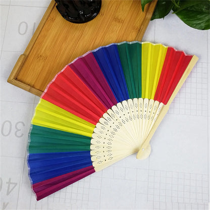 Rainbow Fans Large Rave Clack Folding Hand Fan Hand Rainbow Folding Fans For Women Men