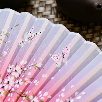 Folding fan bamboo ancient fan Chinese Vintage Style Silk Handheld Fan Foldable Bamboo Framed Decorative Folding Fans