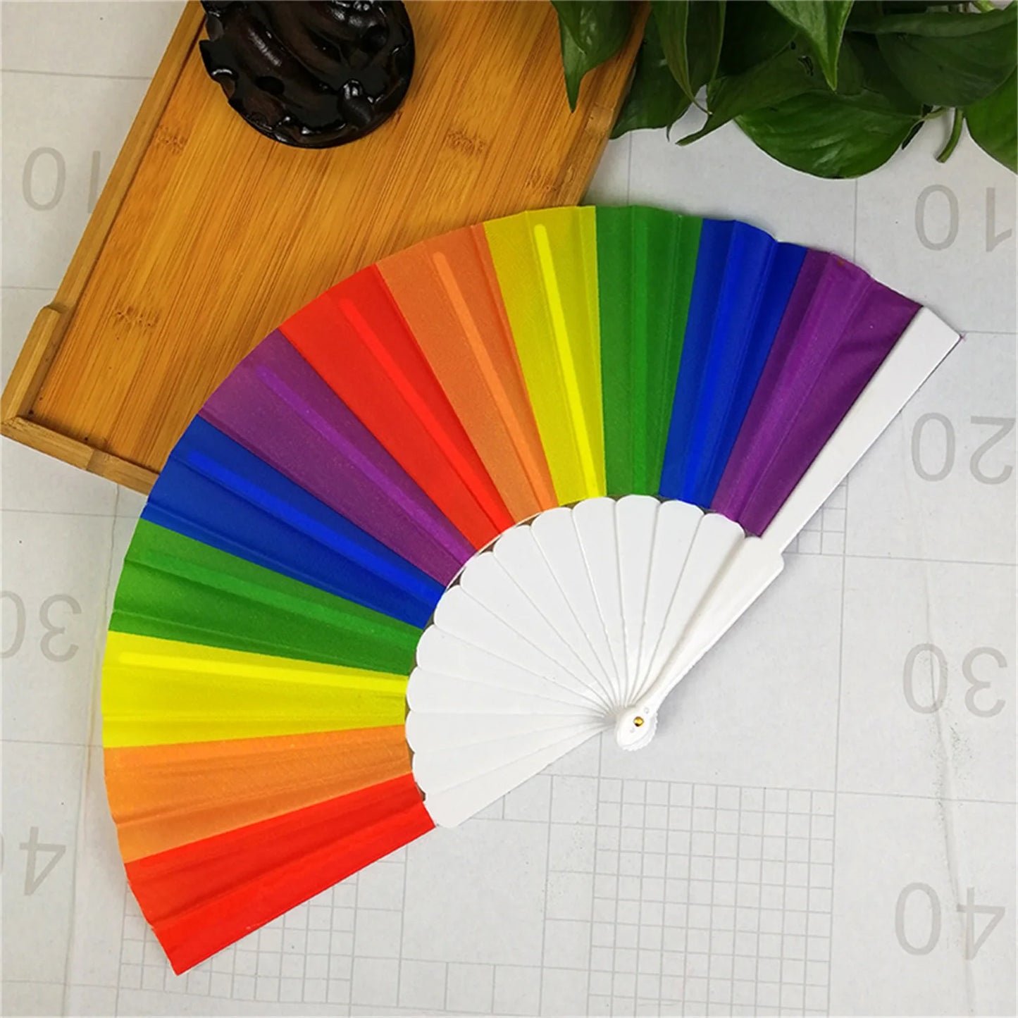 Rainbow Fans Large Rave Clack Folding Hand Fan Hand Rainbow Folding Fans For Women Men