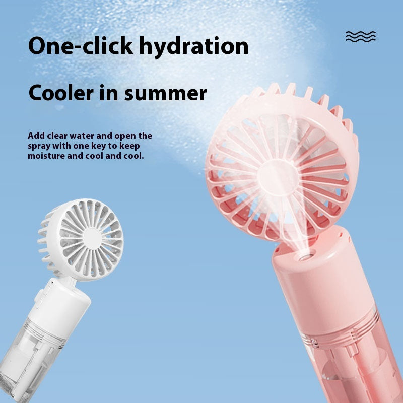 New Portable Mini Charging Handheld Spray Humidifying Folding Halter Little Fan